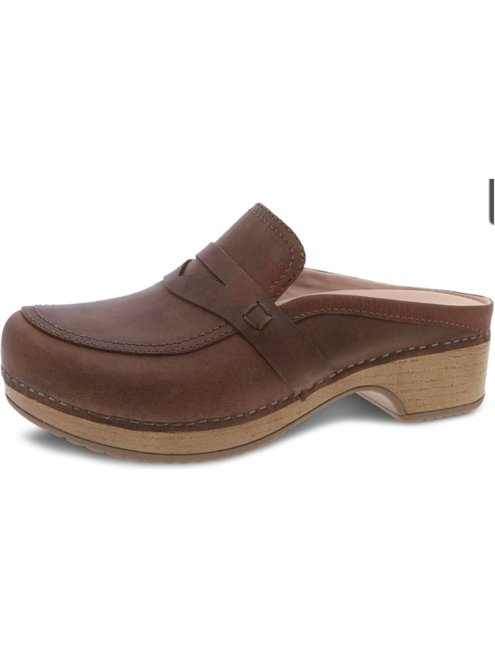 Dansko Bel Brown Oiled Leather Penny Mule Clogs Size 40